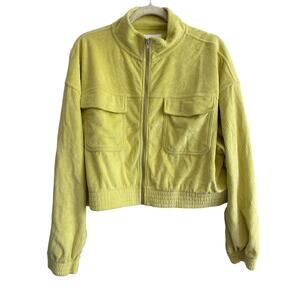 NWT Aerie Corduroy Zip Up Bomber Jacket Neon Green Size XL